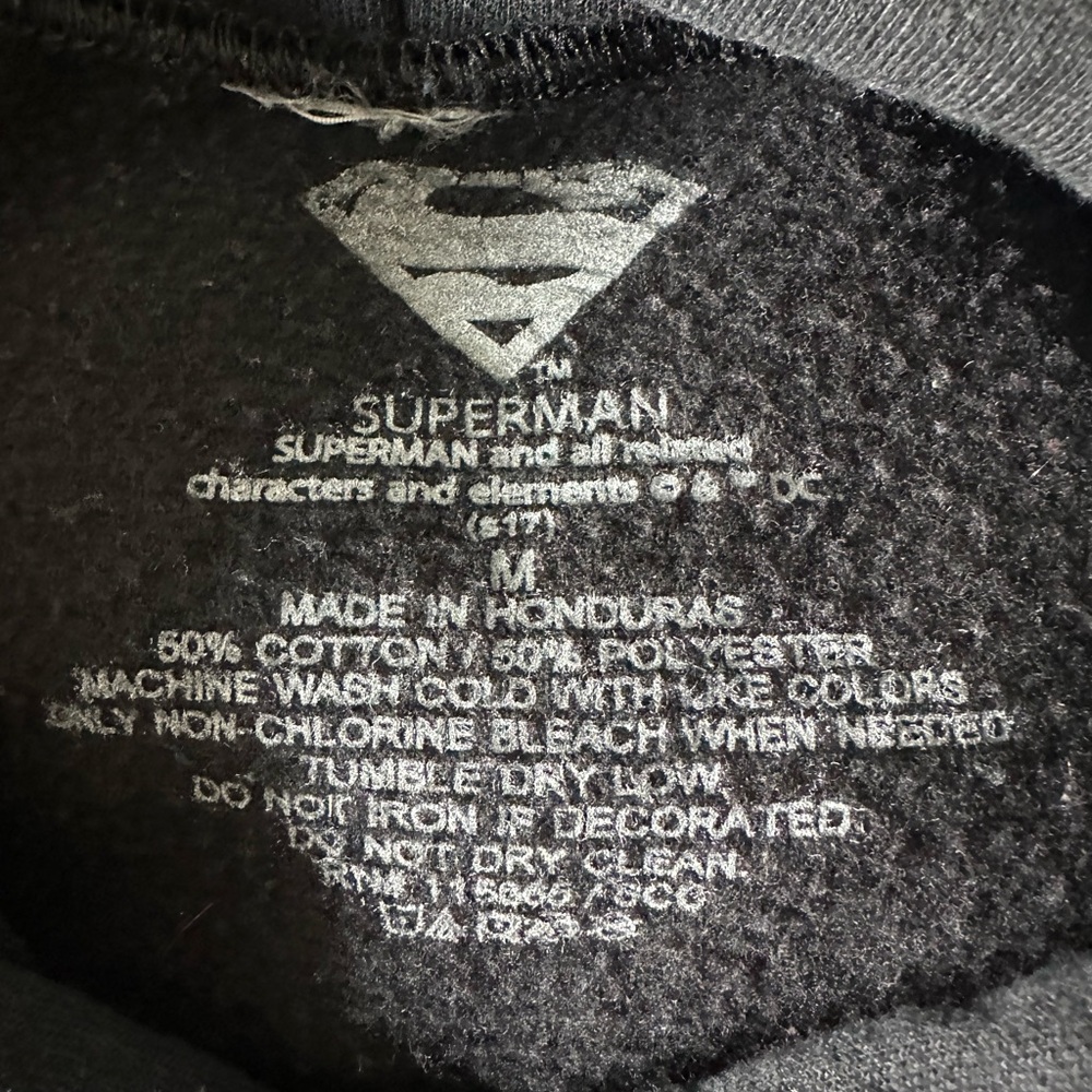 Superman Hoodie Sweatshirt - S Symbol Logo American Flag Size Medium Vintage - Picture 4 of 4